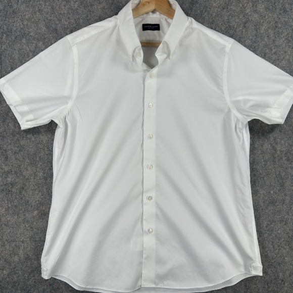 Proper Cloth Lot Of 2 Shirts Mens 17.5 White Short Sleeve Button Down Cotton - Picture 2 of 16